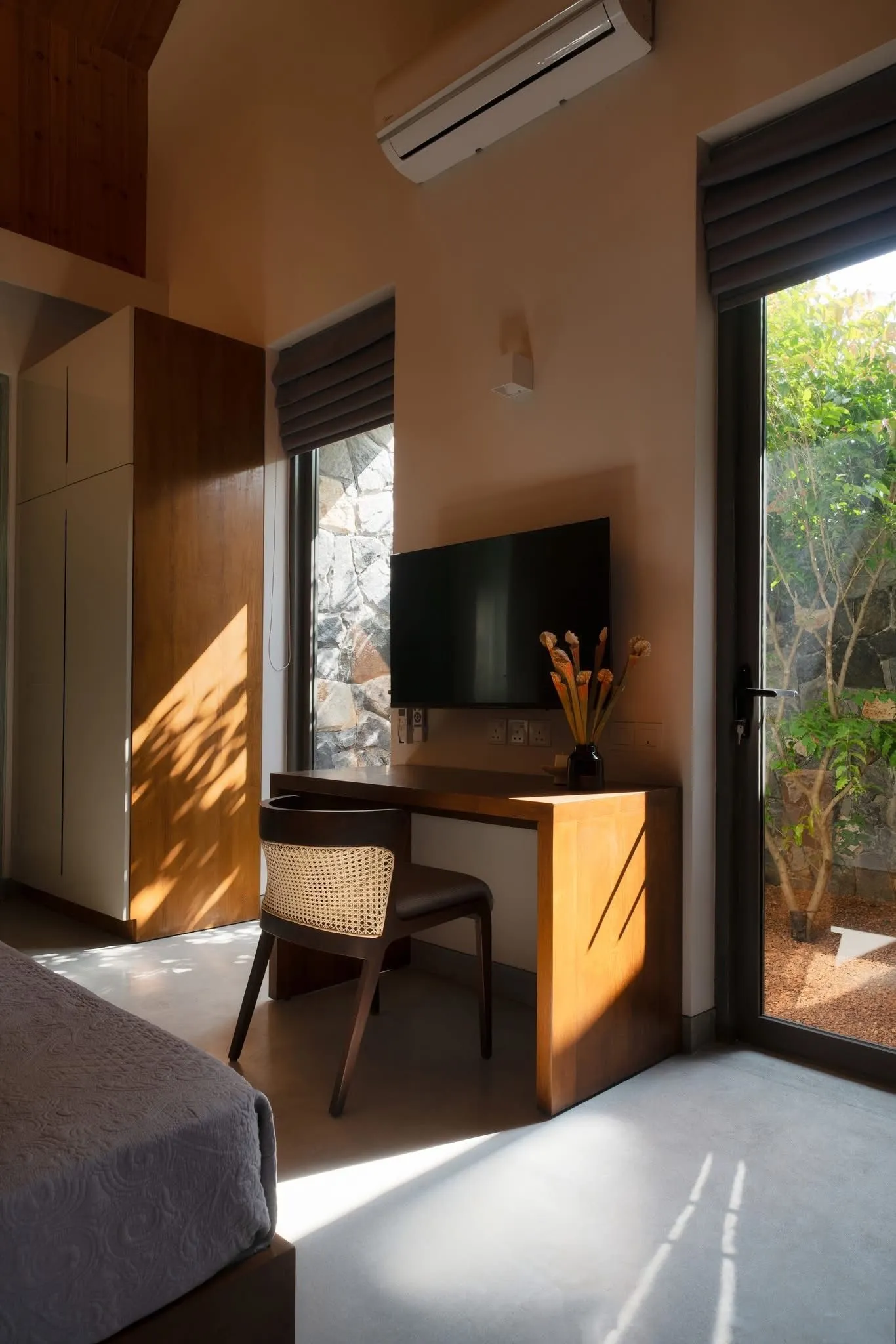 Bedroom desk with natural light