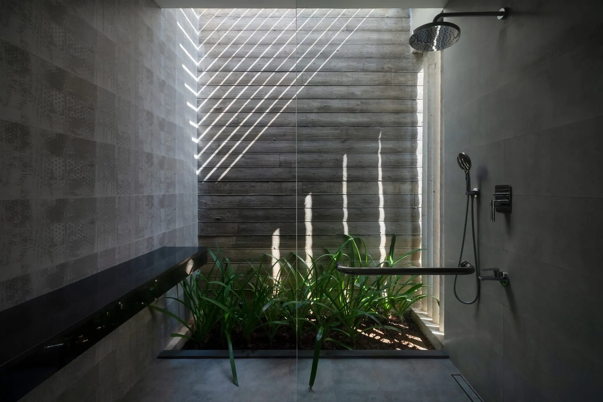 Garden bathroom rain shower