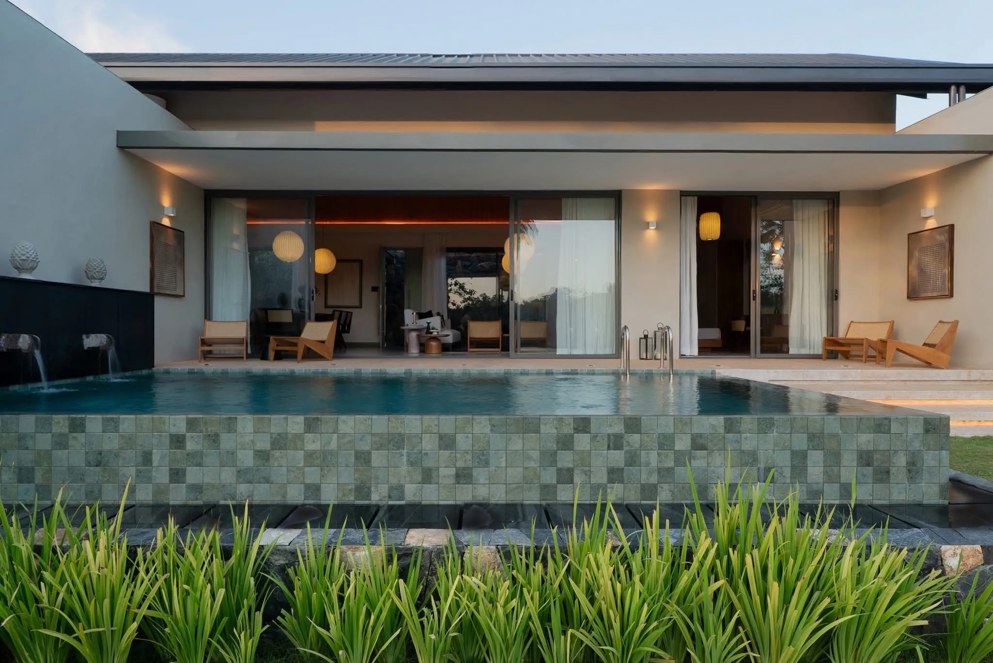 Pool facade evening