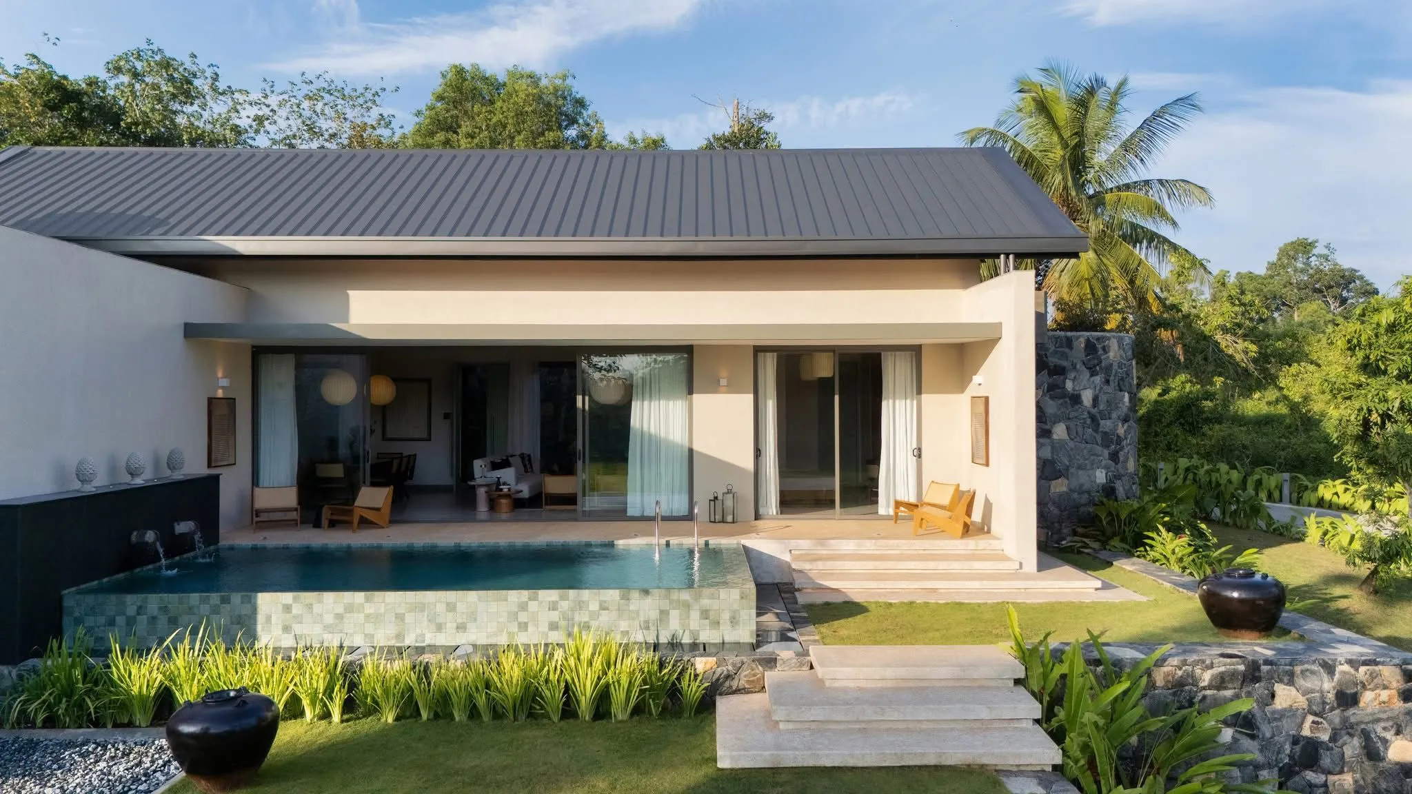 Hansa Villa pool garden with steps Weligama Sri Lanka